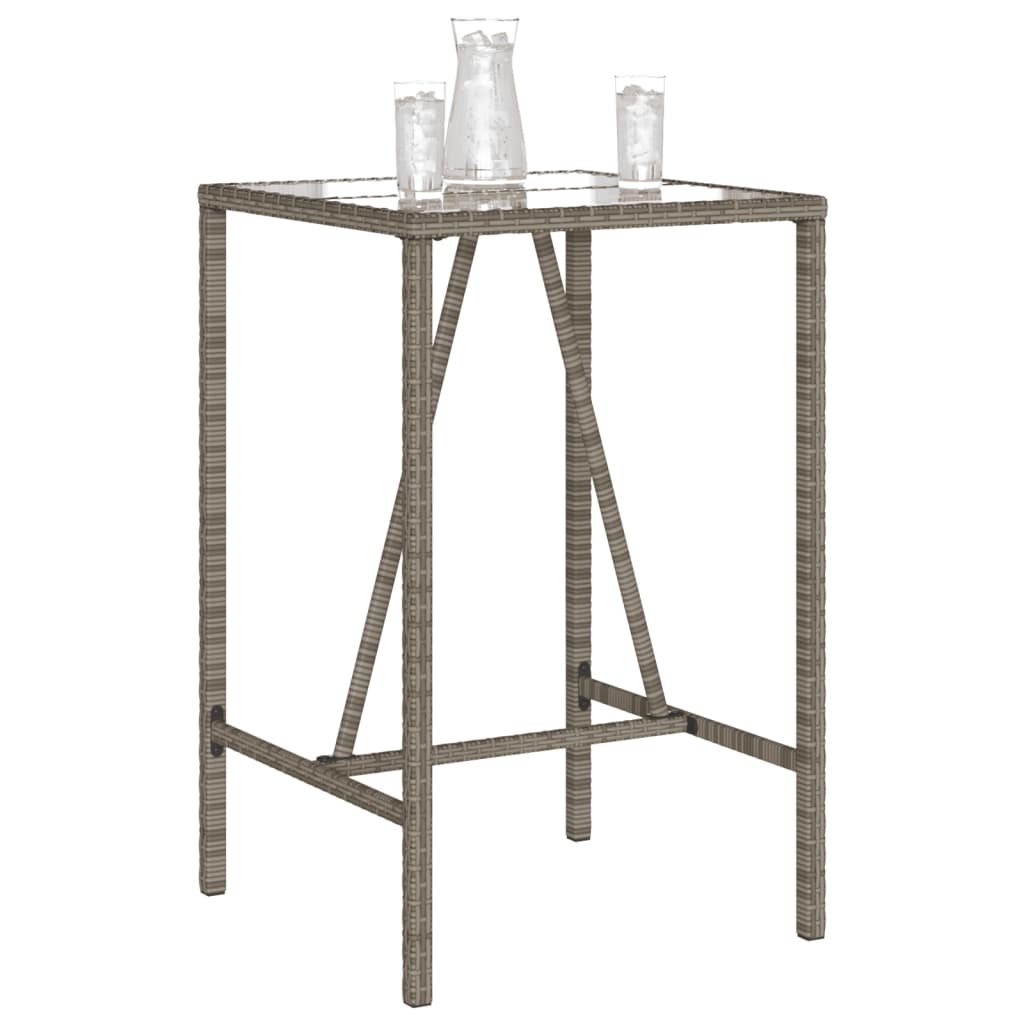 vidaXL Table de bar de jardin gris 70x70x110 cm résine tressée