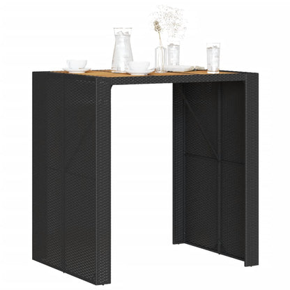 vidaXL Garten-Bartisch mit Holzplatte Schwarz 105x80x110 cm Polyrattan