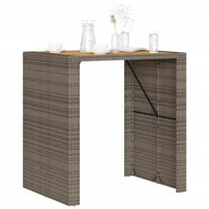 vidaXL Garten-Bartisch mit Holzplatte Grau 105x80x110 cm Polyrattan