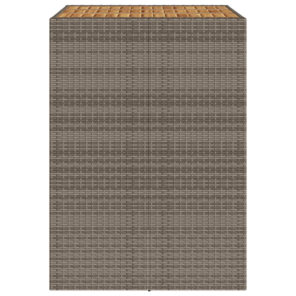 vidaXL Garten-Bartisch mit Holzplatte Grau 105x80x110 cm Polyrattan