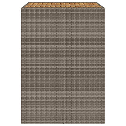 vidaXL Garten-Bartisch mit Holzplatte Grau 105x80x110 cm Polyrattan