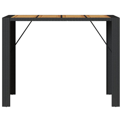 vidaXL Garten-Bartisch mit Holzplatte Schwarz 145x80x110 cm Polyrattan