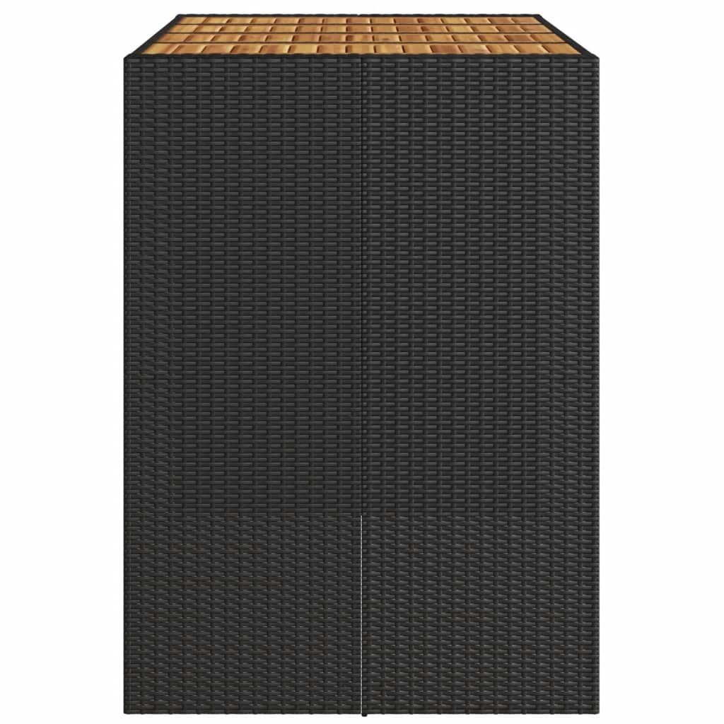 vidaXL Garten-Bartisch mit Holzplatte Schwarz 145x80x110 cm Polyrattan