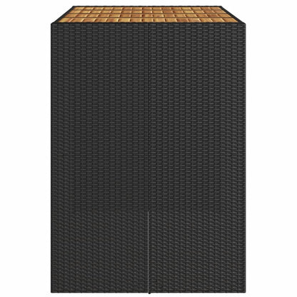 vidaXL Garten-Bartisch mit Holzplatte Schwarz 145x80x110 cm Polyrattan