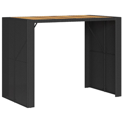 vidaXL Garten-Bartisch mit Holzplatte Schwarz 145x80x110 cm Polyrattan