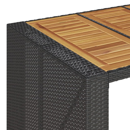vidaXL Garten-Bartisch mit Holzplatte Schwarz 145x80x110 cm Polyrattan