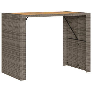 vidaXL Garten-Bartisch mit Holzplatte Grau 145x80x110 cm Polyrattan