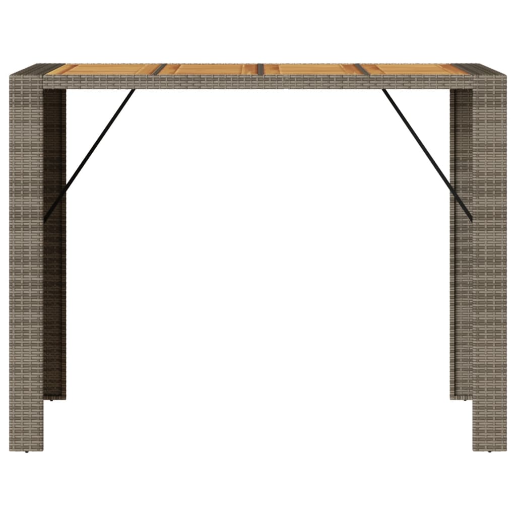 vidaXL Garten-Bartisch mit Holzplatte Grau 145x80x110 cm Polyrattan
