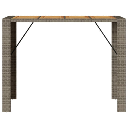 vidaXL Garten-Bartisch mit Holzplatte Grau 145x80x110 cm Polyrattan