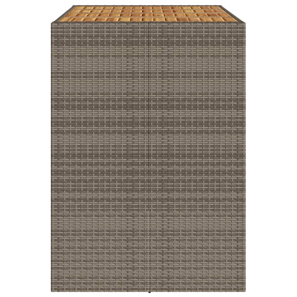 vidaXL Garten-Bartisch mit Holzplatte Grau 145x80x110 cm Polyrattan