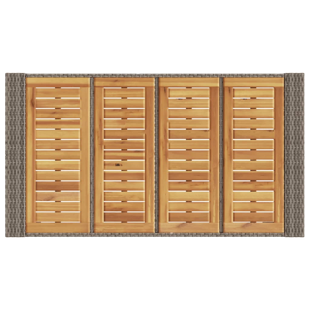 vidaXL Garten-Bartisch mit Holzplatte Grau 145x80x110 cm Polyrattan