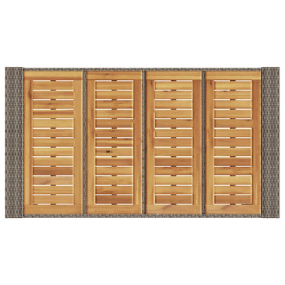 vidaXL Garten-Bartisch mit Holzplatte Grau 145x80x110 cm Polyrattan