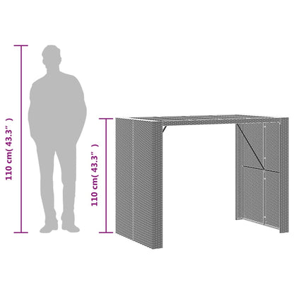 vidaXL Garten-Bartisch mit Holzplatte Grau 145x80x110 cm Polyrattan