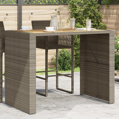 vidaXL Garten-Bartisch mit Holzplatte Grau 145x80x110 cm Polyrattan