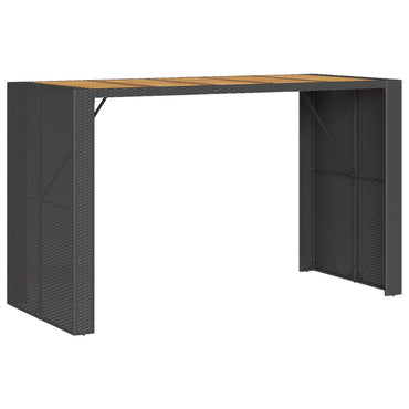 vidaXL Garten-Bartisch mit Holzplatte Schwarz 185x80x110 cm Polyrattan