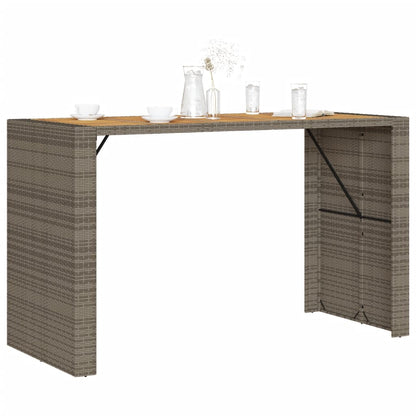 vidaXL Garten-Bartisch mit Holzplatte Grau 185x80x110 cm Polyrattan