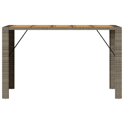 vidaXL Garten-Bartisch mit Holzplatte Grau 185x80x110 cm Polyrattan