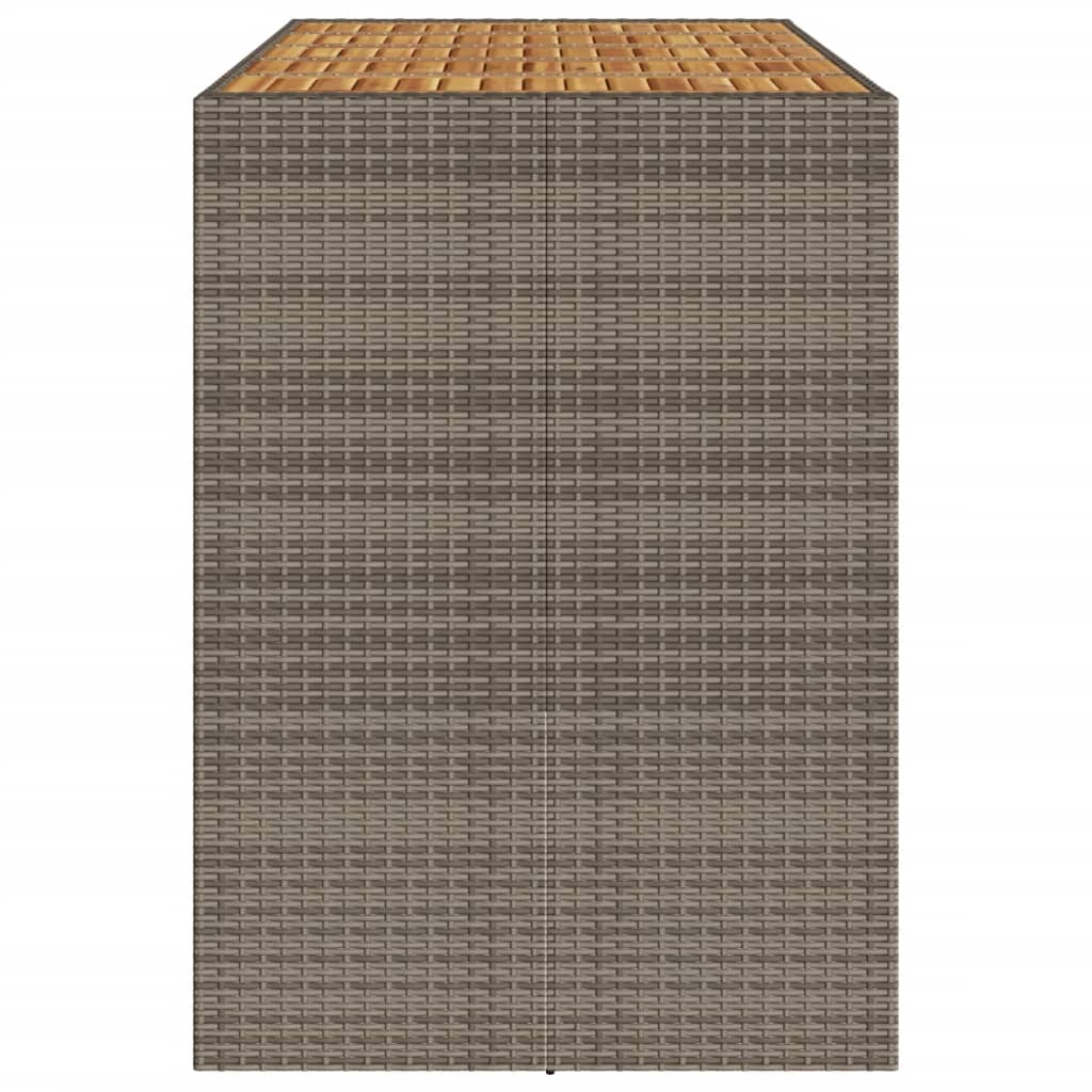 vidaXL Garten-Bartisch mit Holzplatte Grau 185x80x110 cm Polyrattan