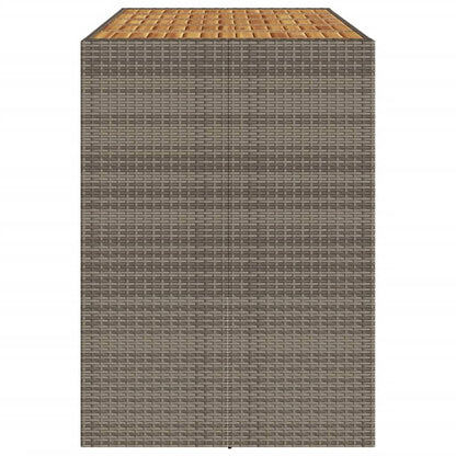 vidaXL Garten-Bartisch mit Holzplatte Grau 185x80x110 cm Polyrattan