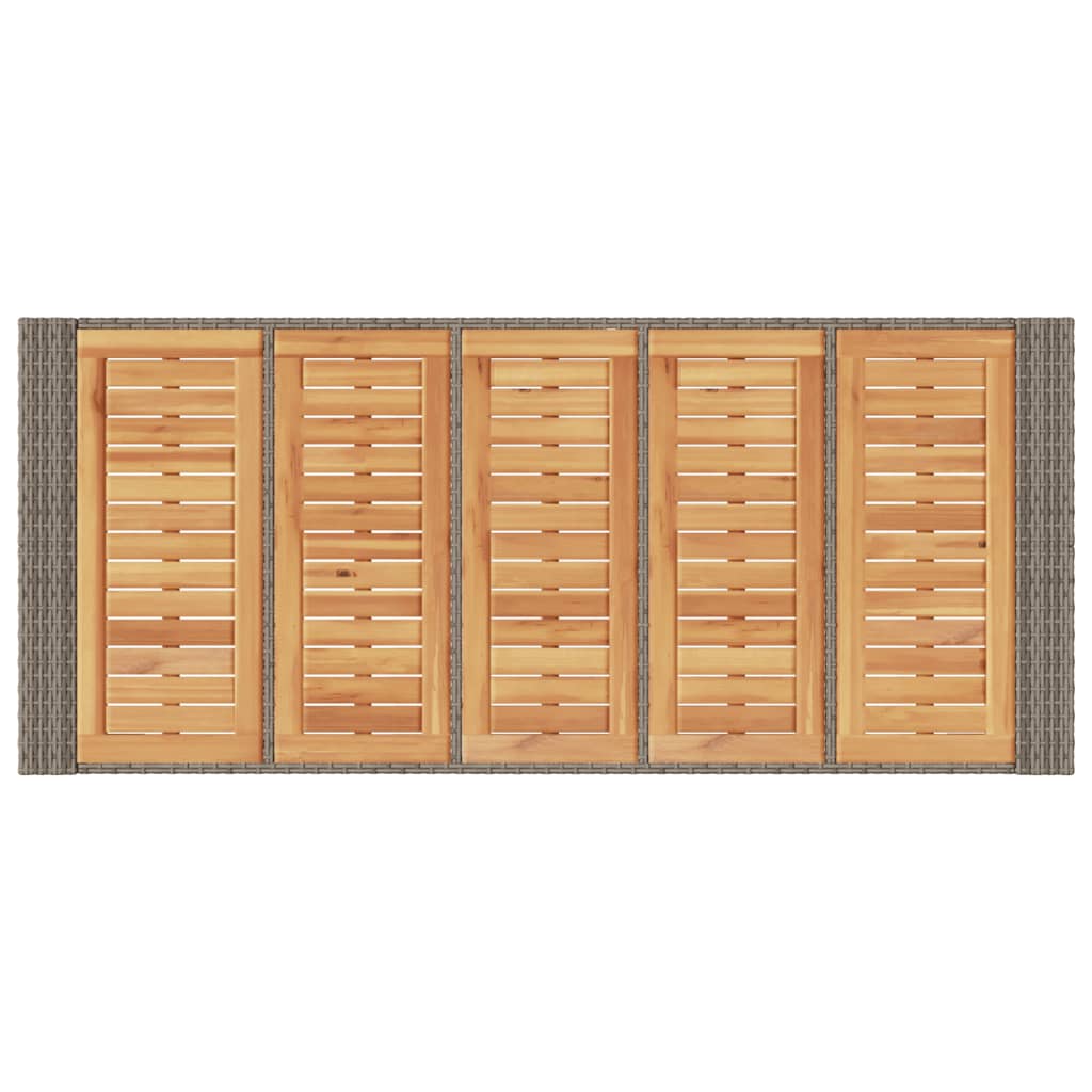 vidaXL Garten-Bartisch mit Holzplatte Grau 185x80x110 cm Polyrattan