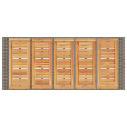 vidaXL Garten-Bartisch mit Holzplatte Grau 185x80x110 cm Polyrattan