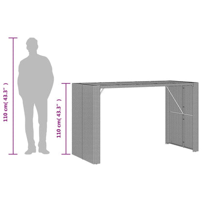 vidaXL Garten-Bartisch mit Holzplatte Grau 185x80x110 cm Polyrattan