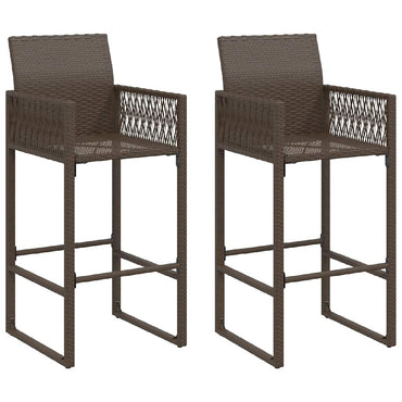 vidaXL Tabourets de bar de jardin 2 pcs Marron Résine tressée