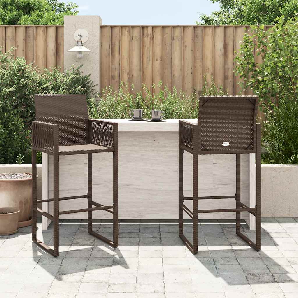 vidaXL Tabourets de bar de jardin 2 pcs Marron Résine tressée