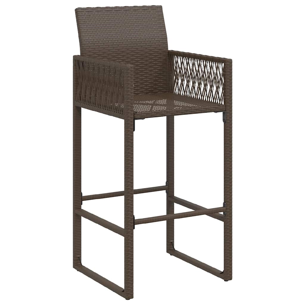 vidaXL Tabourets de bar de jardin 2 pcs Marron Résine tressée