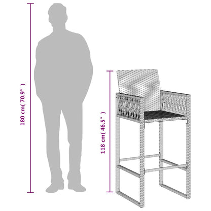 vidaXL Tabourets de bar de jardin 2 pcs Marron Résine tressée
