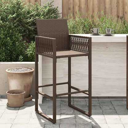 vidaXL Tabourets de bar de jardin 2 pcs Marron Résine tressée
