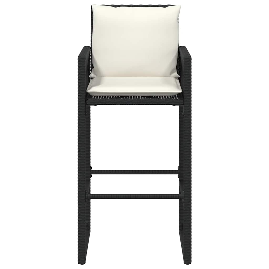 vidaXL Tabourets de bar de jardin avec coussins 2 pcs Noir Résine tressée