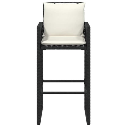 vidaXL Tabourets de bar de jardin avec coussins 2 pcs Noir Résine tressée