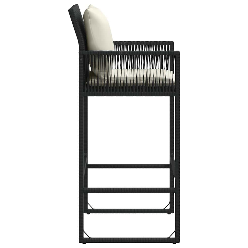vidaXL Tabourets de bar de jardin avec coussins 2 pcs Noir Résine tressée