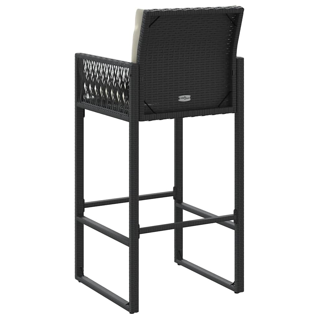 vidaXL Tabourets de bar de jardin avec coussins 2 pcs Noir Résine tressée