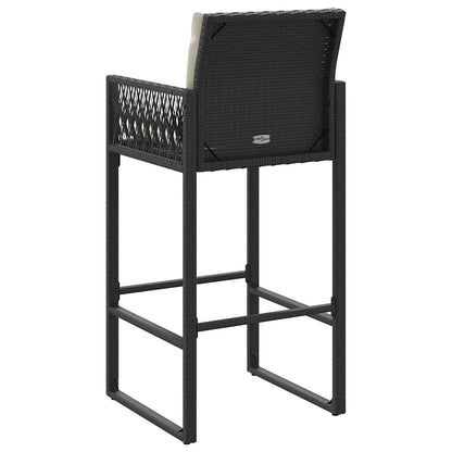 vidaXL Tabourets de bar de jardin avec coussins 2 pcs Noir Résine tressée