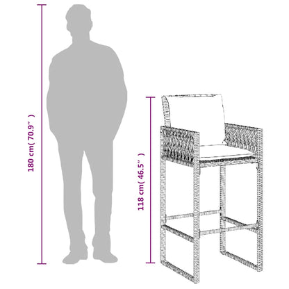 vidaXL Tabourets de bar de jardin avec coussins 2 pcs Noir Résine tressée