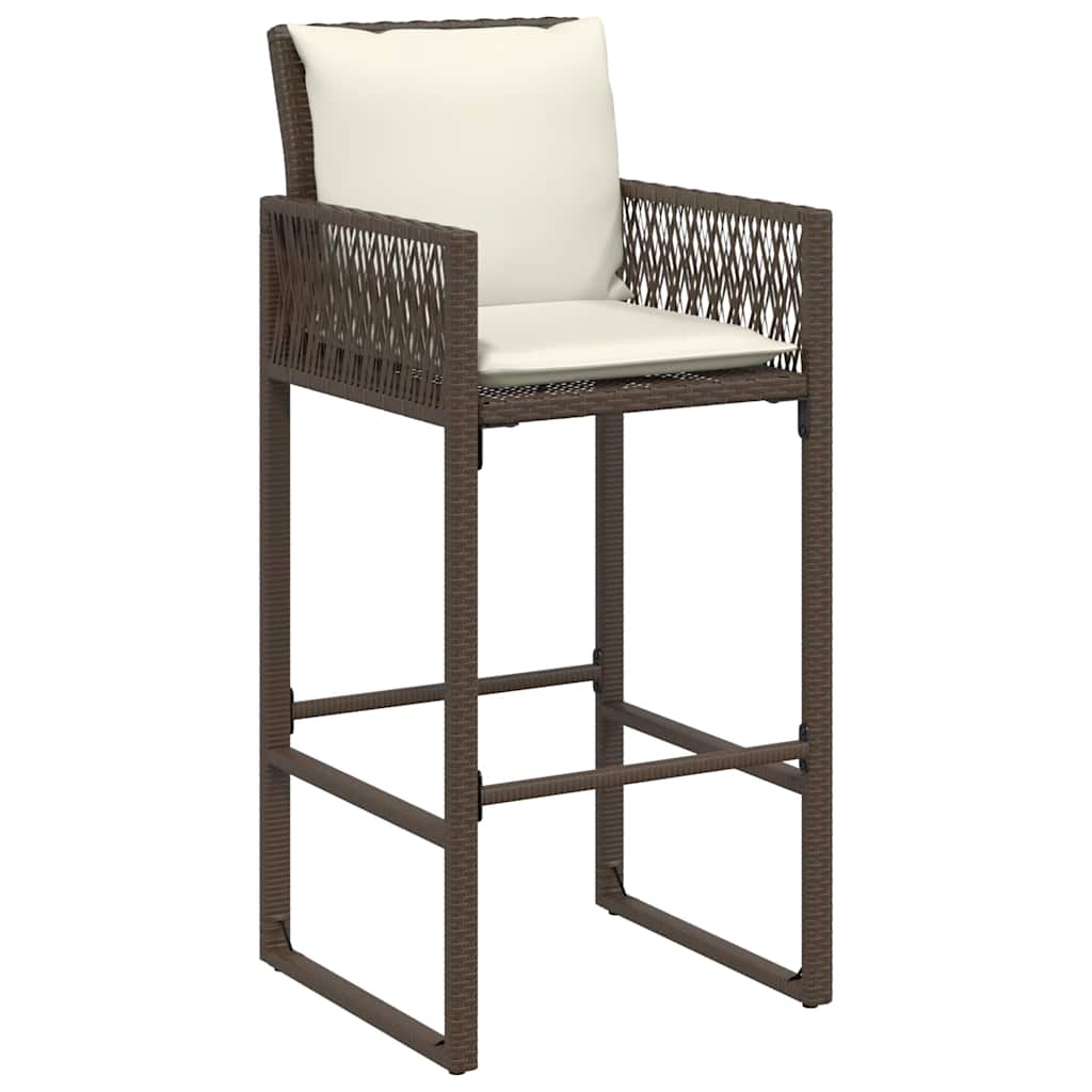 vidaXL Tabourets de bar de jardin avec coussins 2 pcs Marron résine tressée
