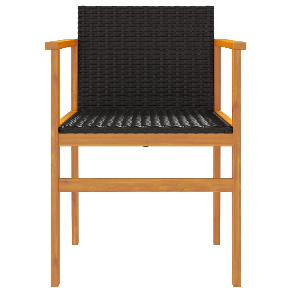 vidaXL Gartenstühle 2 Stk. Schwarz Poly Rattan und Massivholz