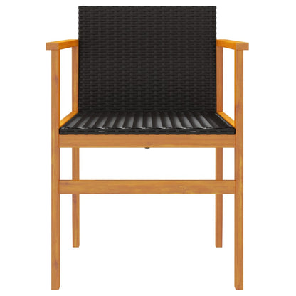 vidaXL Gartenstühle 2 Stk. Schwarz Poly Rattan und Massivholz