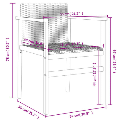 vidaXL Gartenstühle 2 Stk. Schwarz Poly Rattan und Massivholz