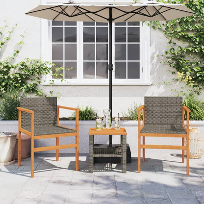vidaXL Gartenstühle 2 Stk. Grau Poly Rattan und Massivholz