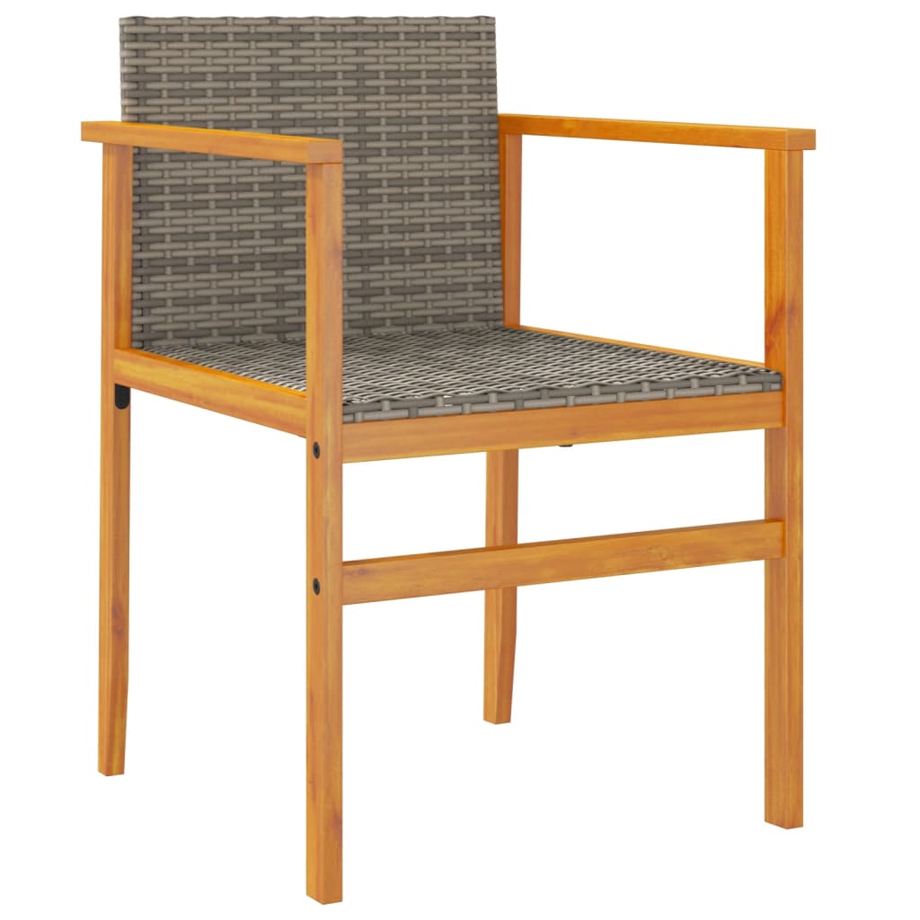 vidaXL Gartenstühle 2 Stk. Grau Poly Rattan und Massivholz