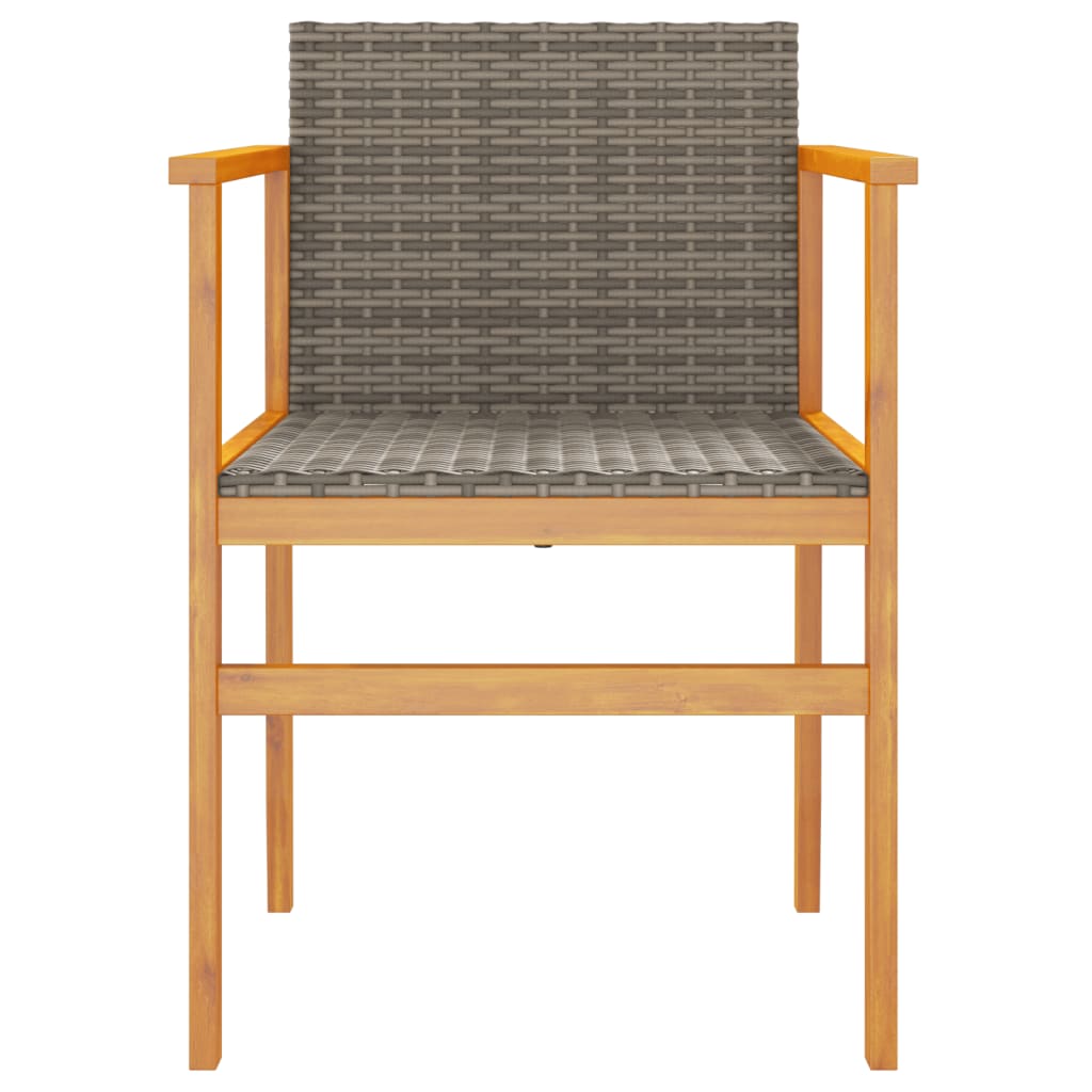 vidaXL Gartenstühle 2 Stk. Grau Poly Rattan und Massivholz