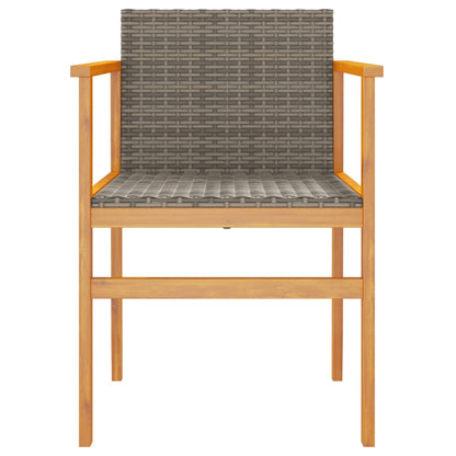 vidaXL Gartenstühle 2 Stk. Grau Poly Rattan und Massivholz