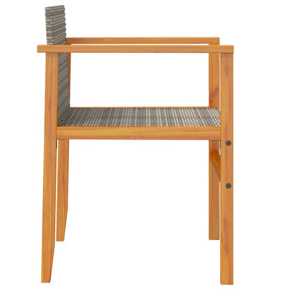 vidaXL Gartenstühle 2 Stk. Grau Poly Rattan und Massivholz