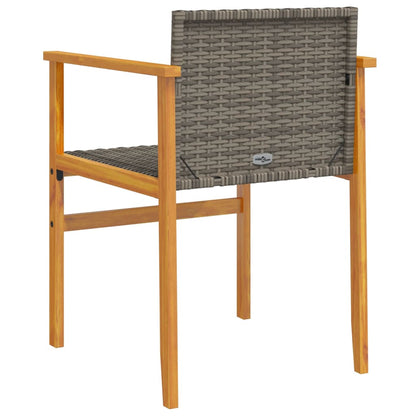 vidaXL Gartenstühle 2 Stk. Grau Poly Rattan und Massivholz