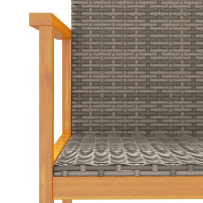 vidaXL Gartenstühle 2 Stk. Grau Poly Rattan und Massivholz
