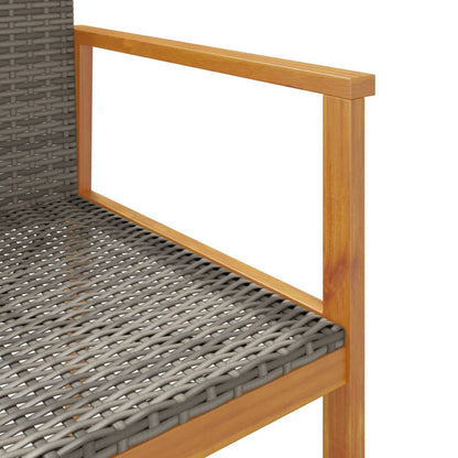 vidaXL Gartenstühle 2 Stk. Grau Poly Rattan und Massivholz