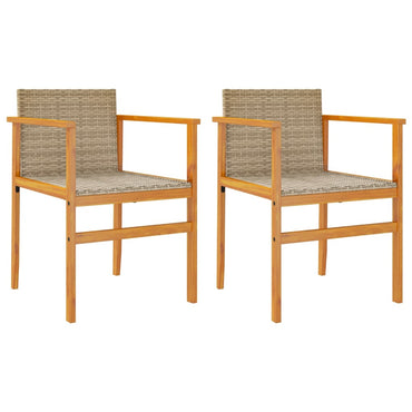 vidaXL Chaises de jardin 2 pcs Beige Résine tressée et bois massif